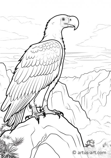 Vulture on a Scenic Cliff Coloring Page